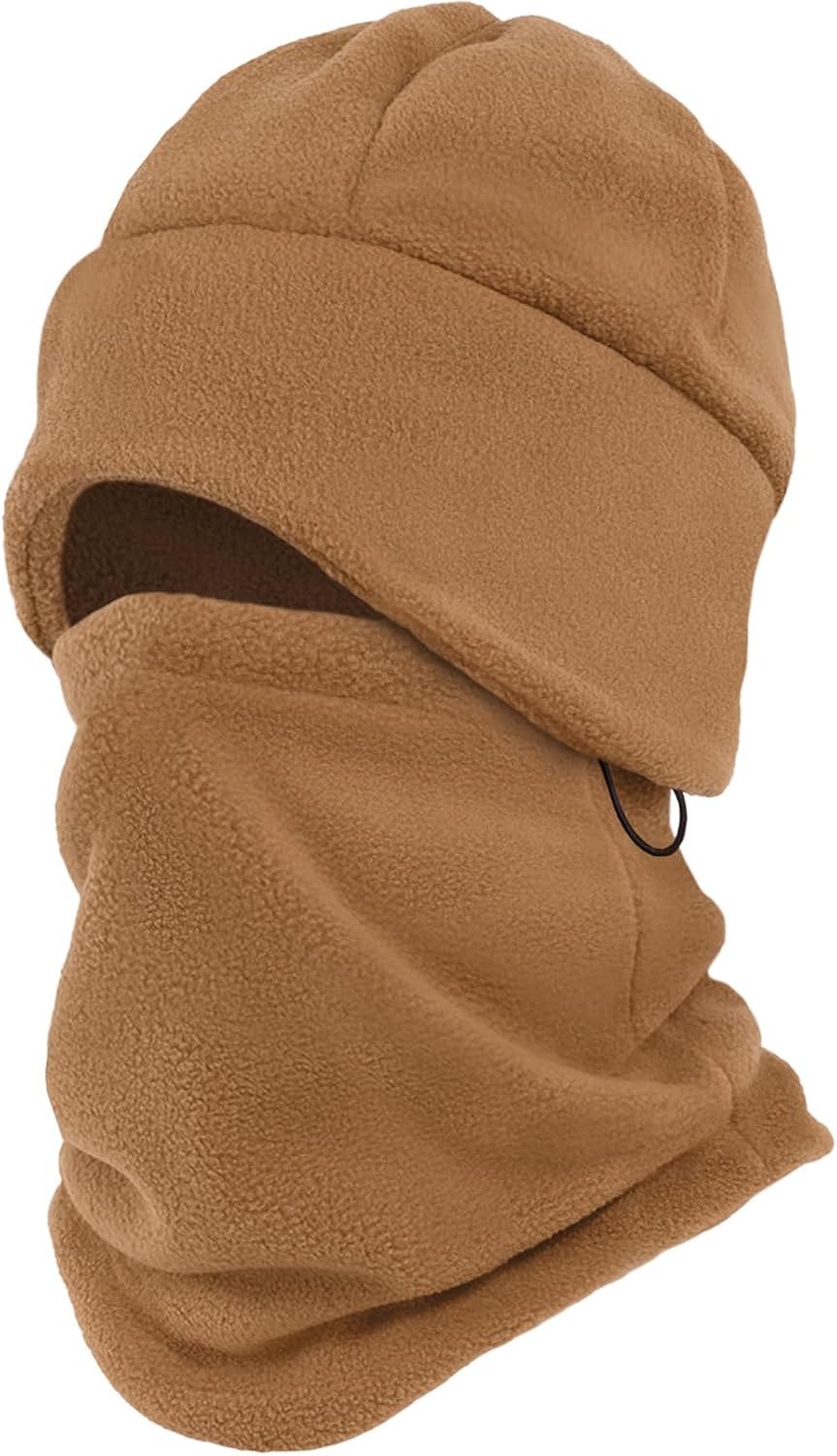 Winter Beanie Hat Scarf Set with Ear Flaps for Men Women Knit Fleece Lined Skull Cap Windproof Neck Warmer Gaiter Brown