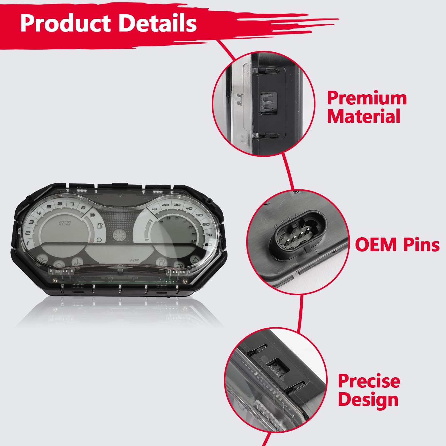 Upgraded 278002270 LCD Speedometer Gauge Cluster with 278002144 Chrome Bezel, Compatible with SeaDoo GTX RXP RXT Wake (2006-2011), No Programming Required