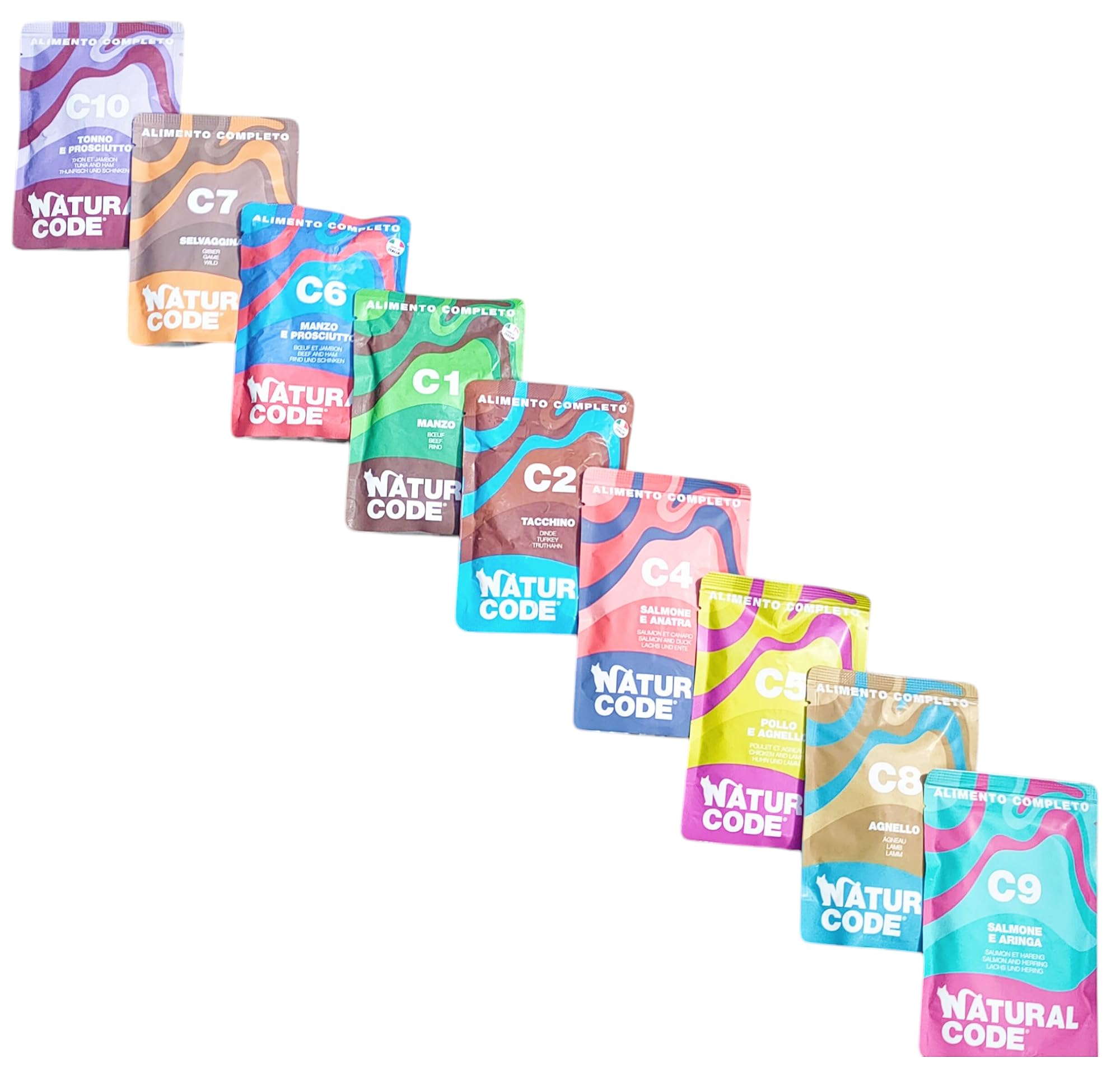 Natural Code bustine per gatto alimento completo 70 grammi - confezione da 48 gusti misti