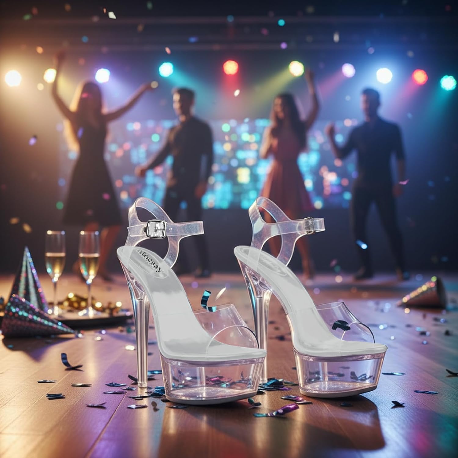 Fantoesay Women's Clear Sexy High Heeled Platform Sandals-Stiletto Heels Casual Dance Party Sandals - Image 5