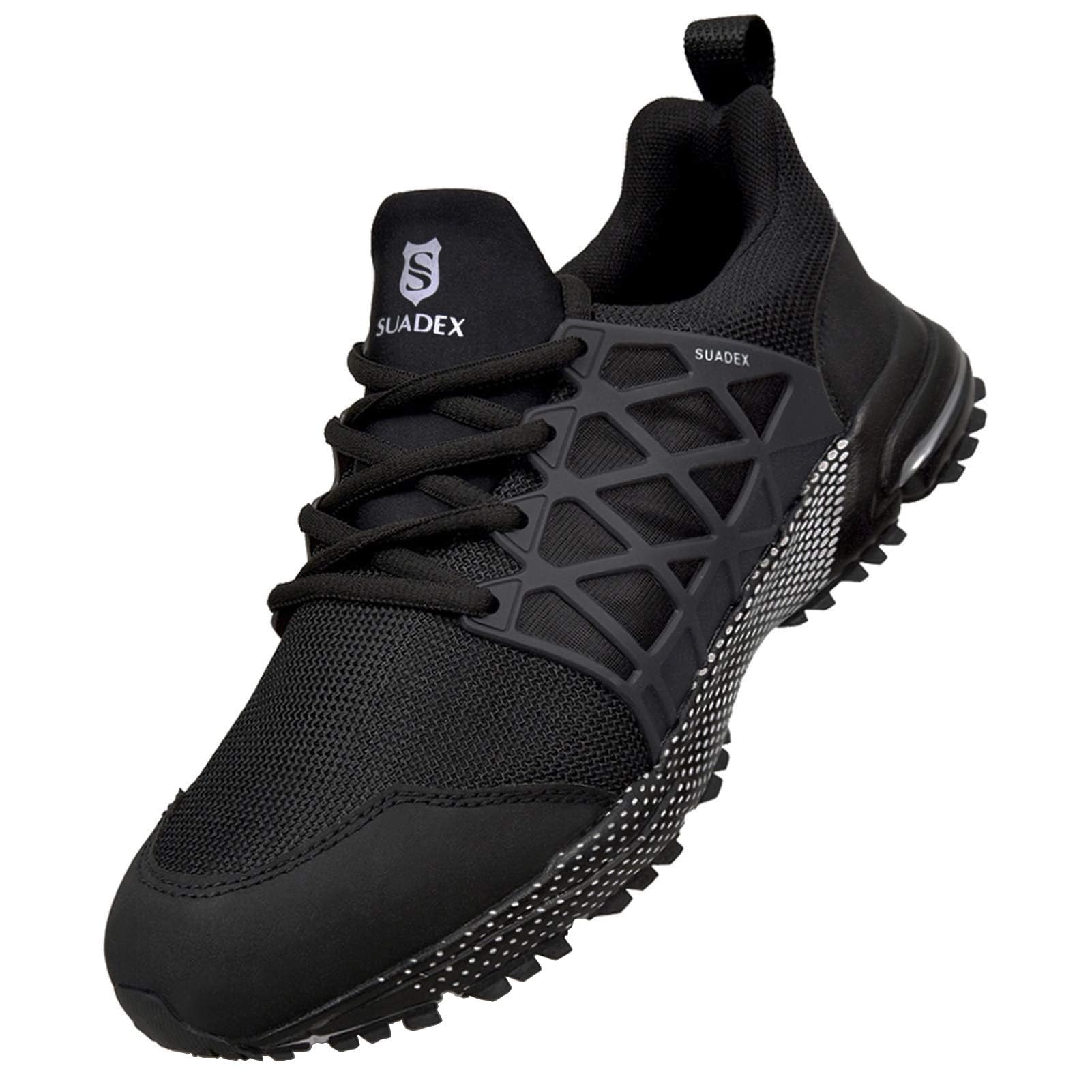 SUADEX Sicherheitsschuhe Arbeitsschuhe Herren Damen Atmungsaktiv Arbeitsschutzschuhe Stahlkappenschuhe Leicht mit Stahlkappe Schwarz 37-48 EU