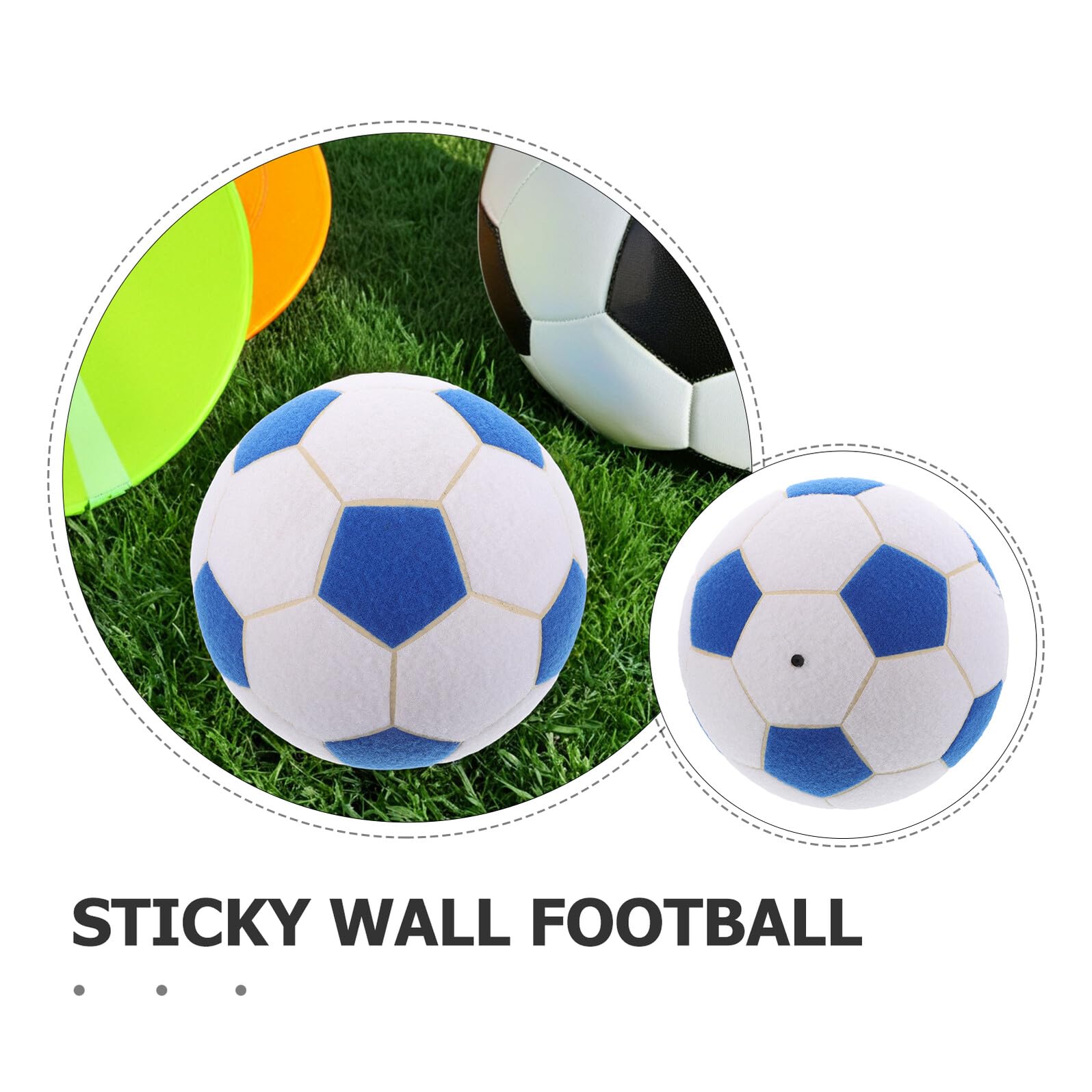Balón de Fútbol Adhesivo Tamaño 5 y Azul para Entrenamiento Infantil Juego Interactivo de Puntería para Interiores y Exteriores Material de Práctica para Desarrollo de