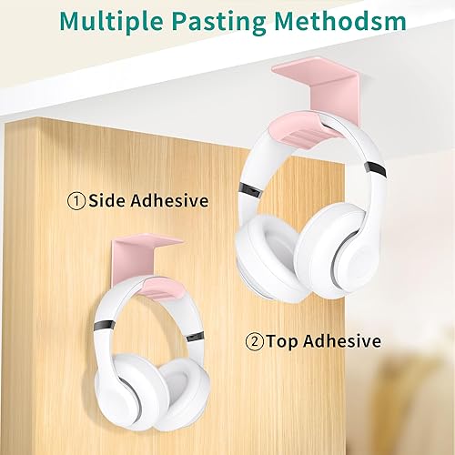 Miniatura 2 de HomeMount Gancho para auriculares debajo del escritorio, soporte para auriculares debajo de la mesa, soporte adhesivo para auriculares para juegos,