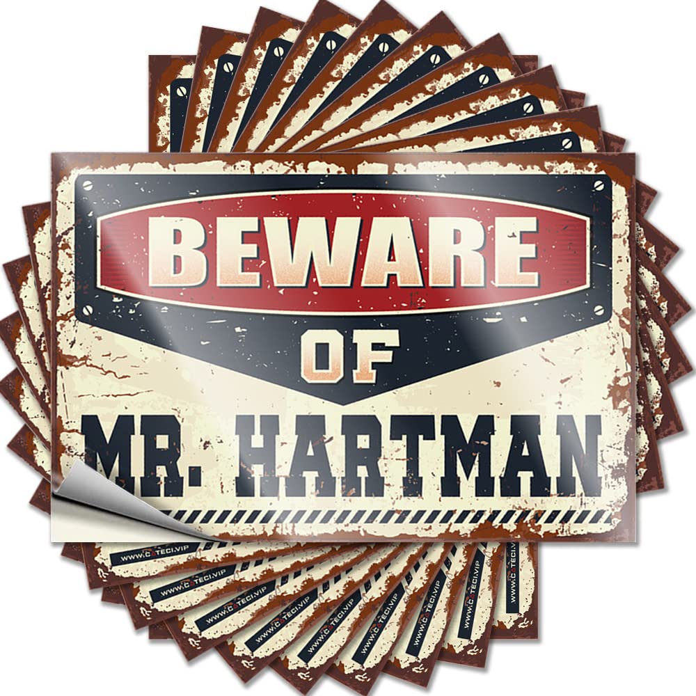 Funny Bathroom Decor Christmas Lettering Sticker - Beware of Mr. Hartman Helmet Waterproof Vinyl Sticker(6X9CM)