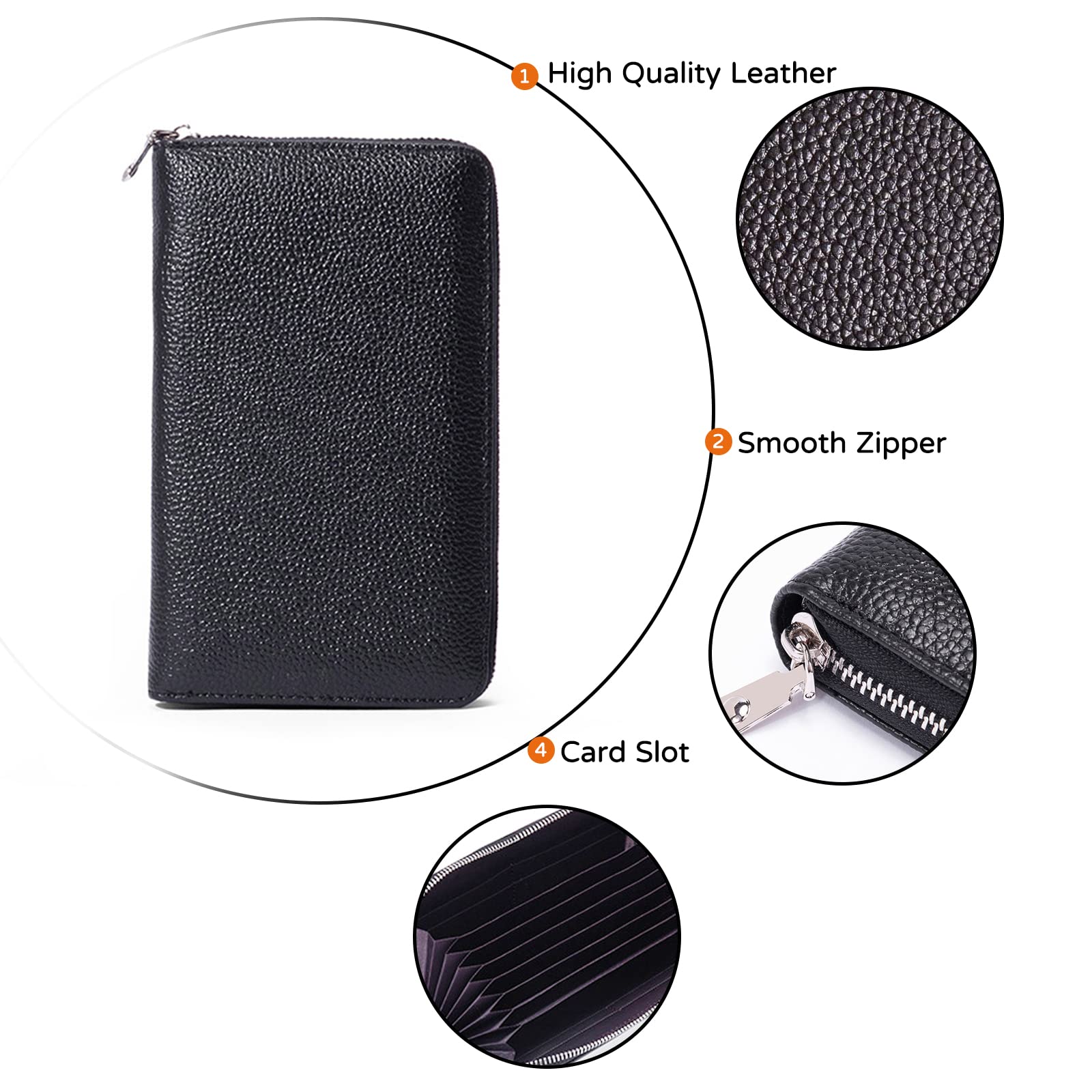 Cartera de Viaje Funda Pasaporte Cartera de Pasaporte con Bloqueo RFID Cuero Porta Documentos Porta Pasaporte para Tarjeta de Crédito para Mujeres Negro