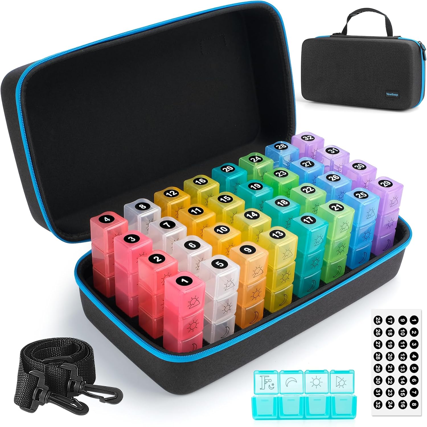 Amazon.com: Yewltvep Monthly Pill Organizer 4 Times a Day, Pill Box ...