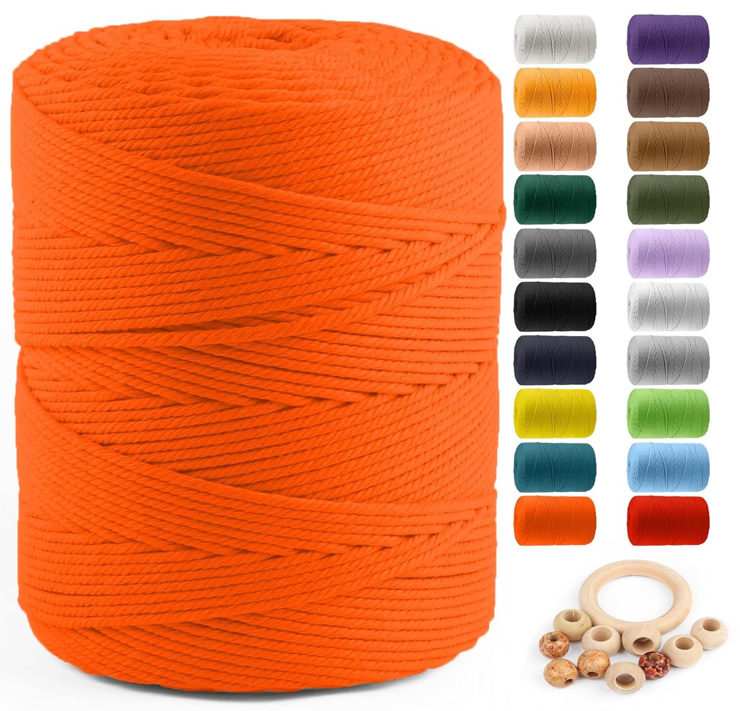 ZUEXT Macrame Cord, Orange, 4mm x 547yds Cotton String Macrame Yarn