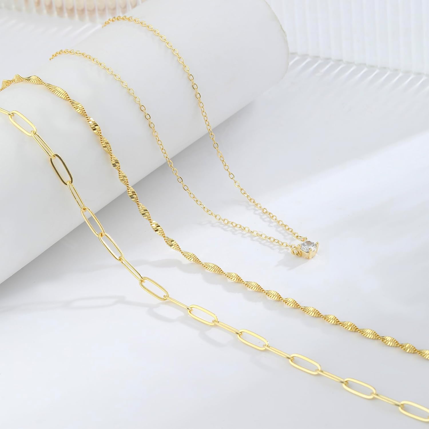 Gold/Silver Necklace for Women 14K Gold/Silver Plated Choker CZ Necklace Set for Women Simple Dainty Chain Trendy Jewelry Accessories - Image 4