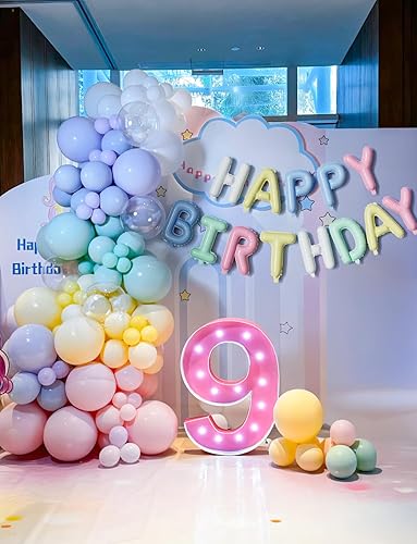 Miniatura 2 de Decoraciones de cumpleaños pastel, globos pastel con pancarta de globos de feliz cumpleaños, globos de macarrón, globo de látex de nube para