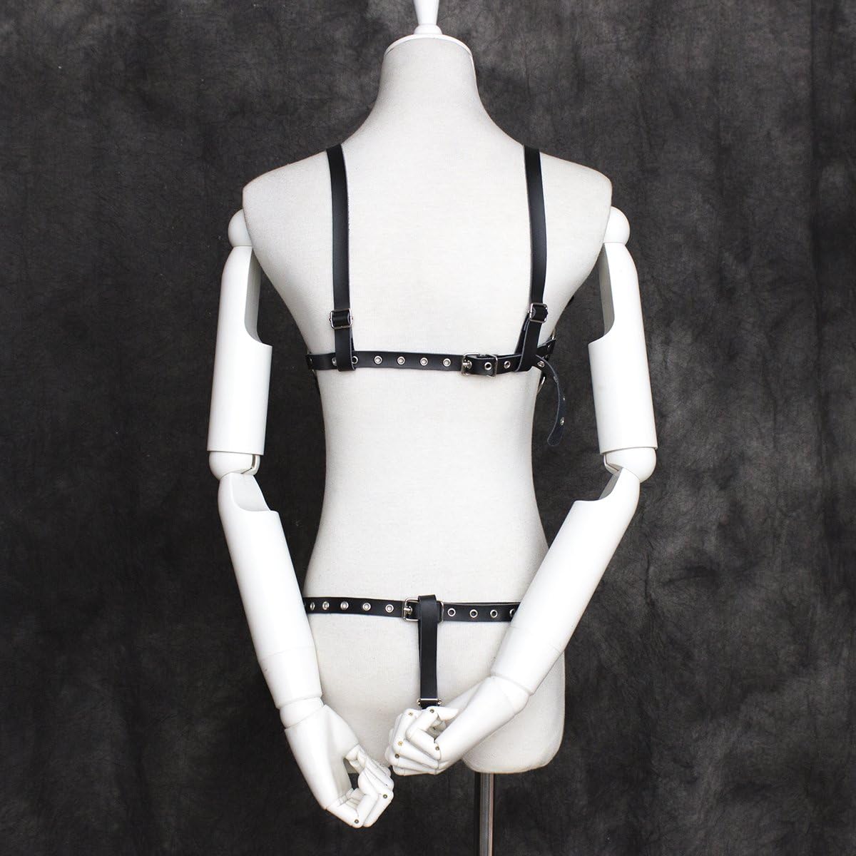Black BDSM Leather Belt Clothing Binding, Fun Splicing, Flirtatious Clothing Adjustable Armor, Stage Bondage Leather Clothing