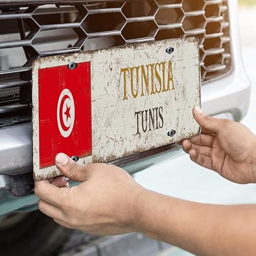 Miniatura 3 de Matrícula de Túnez con la bandera nacional de Túnez, placa de matrícula decorativa de la ciudad de Túnez, regalo de recuerdo del país, placa