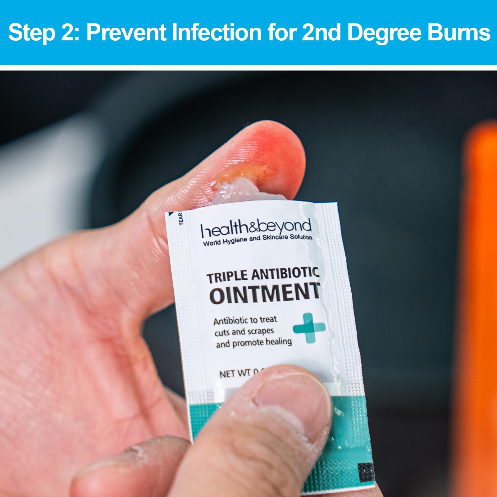 RHINO RESCUE Burn Kit, 4pcs Burn Dressings 4x4”, 8pcs Burn Gel Packets 3.5g, 4pcs Burn Pads, First Aid Kit Cooling Soothing Cream Relief with Bandage, Nitrile Gloves, Scissors, Tape