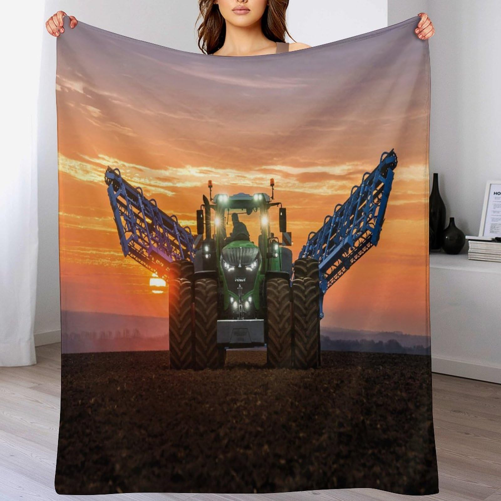 Couverture polaire flannel tracteur contre les nuits froides sur le lit