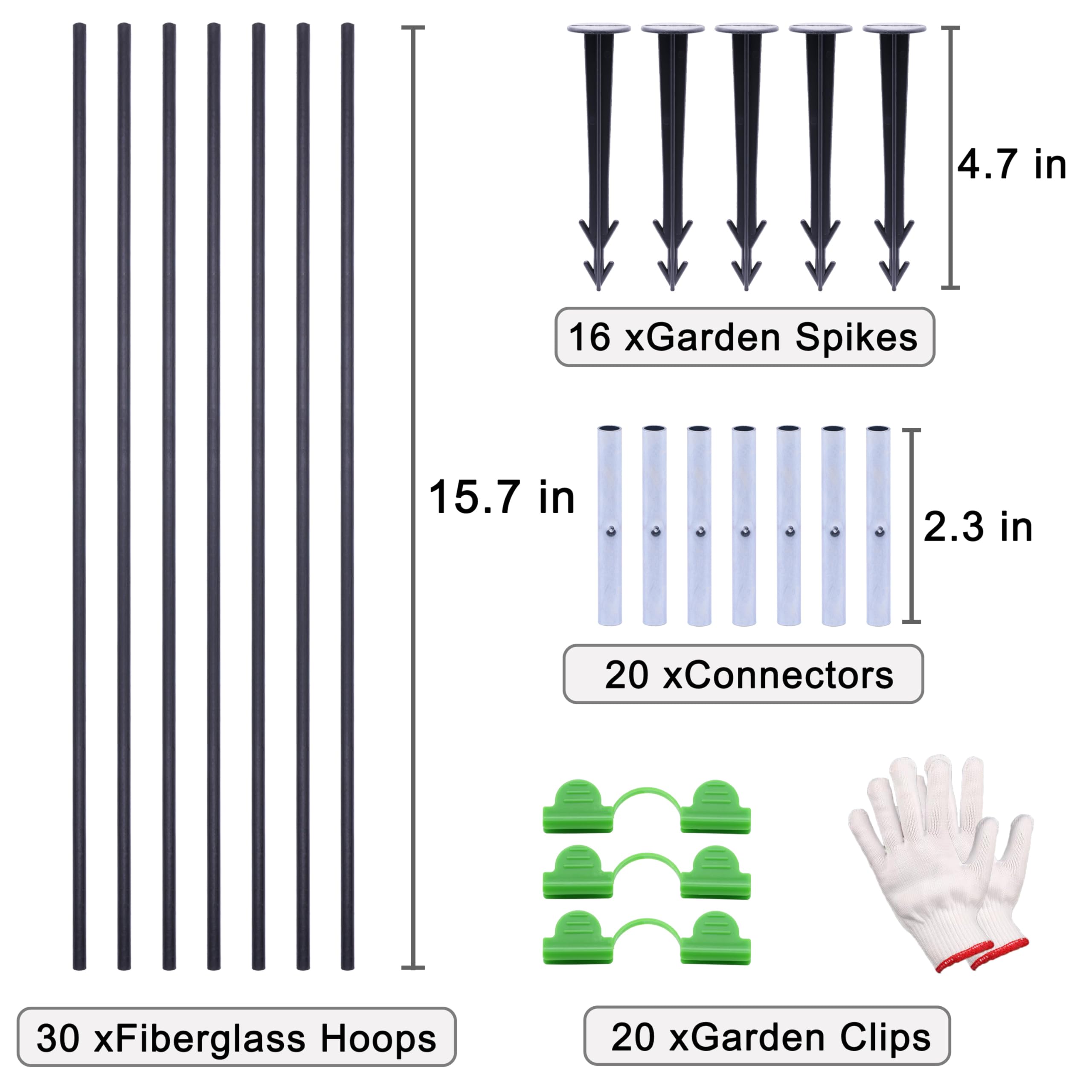 Briegous Greenhouse Hoops?30PCS Greenhouse Hoops Grow Tunnel?6mm Plastic Wrapped Greenhouse Arches?DIY Greenhouse Hoops for Raised Beds.