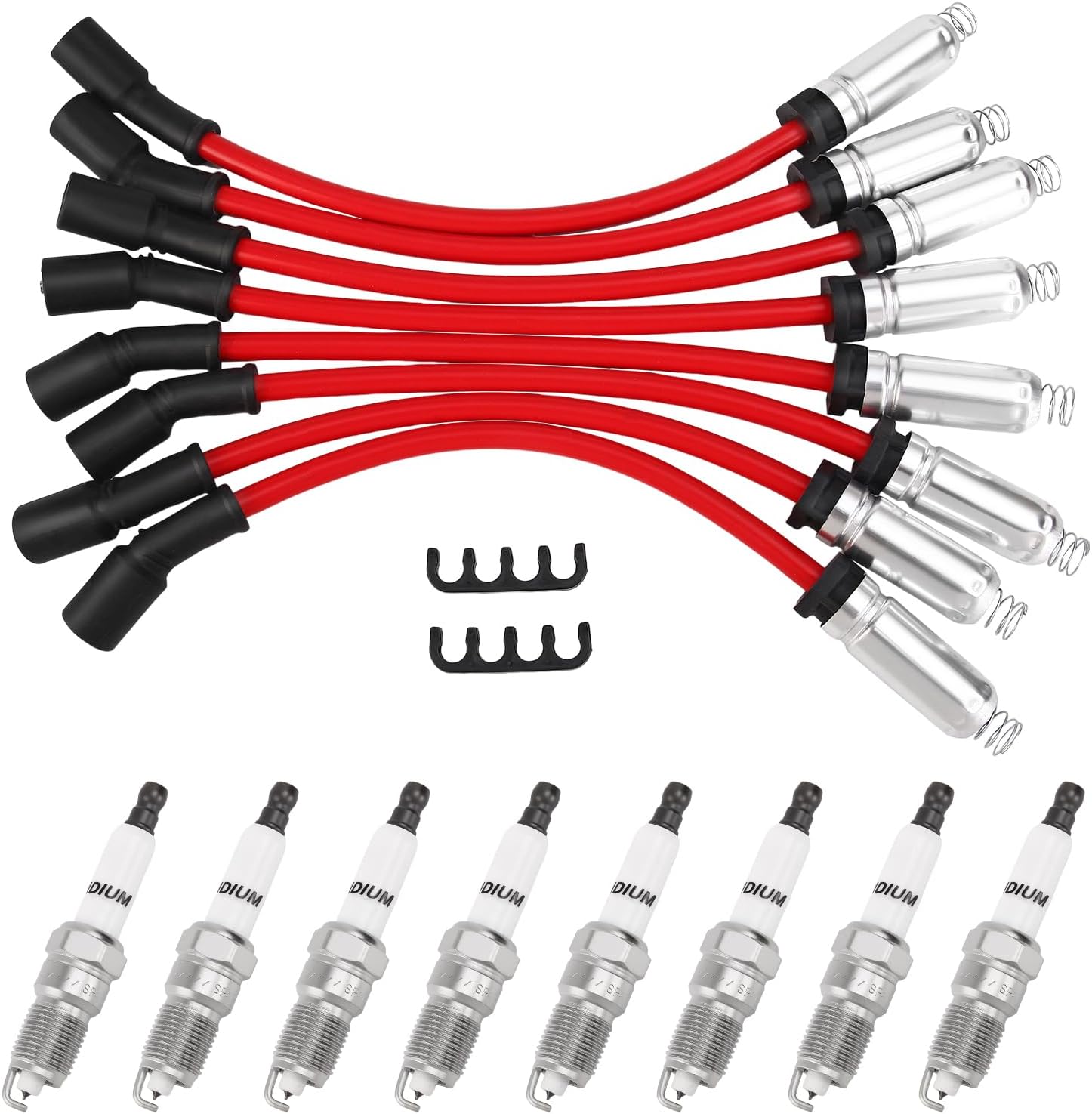 Ignition Coil Spark Plug Wire and Spark Plug Set for Chevy Avalanche Tahoe Express Silverado Suburban 2007–2014, for GMC Savana Sierra 2007–2011, for Cadillac Escalade Escalade EXT ESV 2007–2014