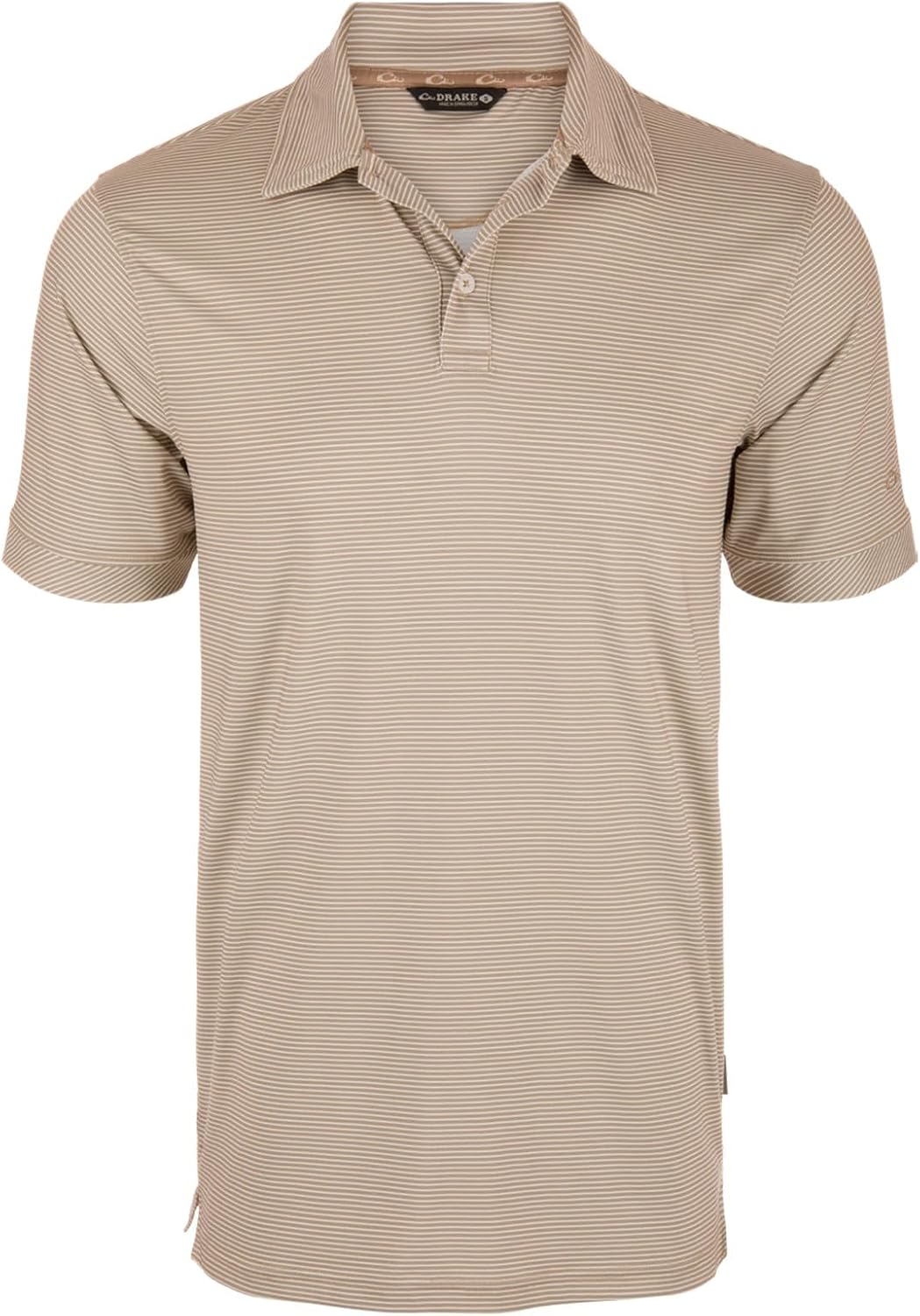 Drake Waterfowl Men's Performance Chalk Striped Polo, Stretchy Moisture-Wicking UPF-30 Casual Outdoor Short Sleeve T-Shirt