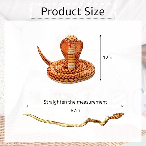 Miniatura 2 de Animales de peluche de serpiente, de 70 pulgadas, grandes de serpiente cobra, regalos de juguete de peluche de serpiente realista, animales de