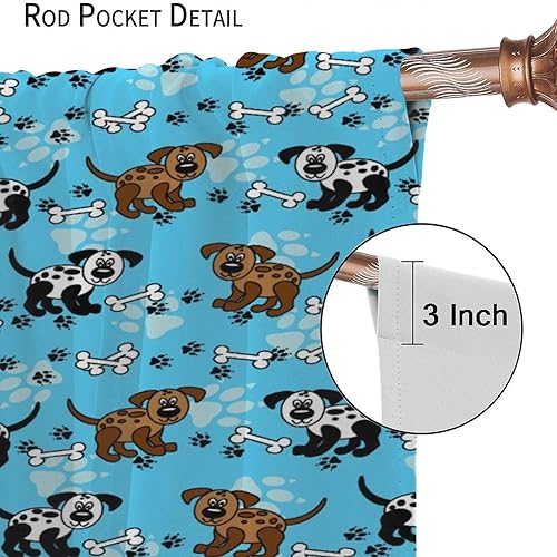 Miniatura 14 de Cortinas opacas con estampado de patas de perro, estampado de patas de perro y huesos, tratamiento de ventana, cortinas con aislamiento térmico