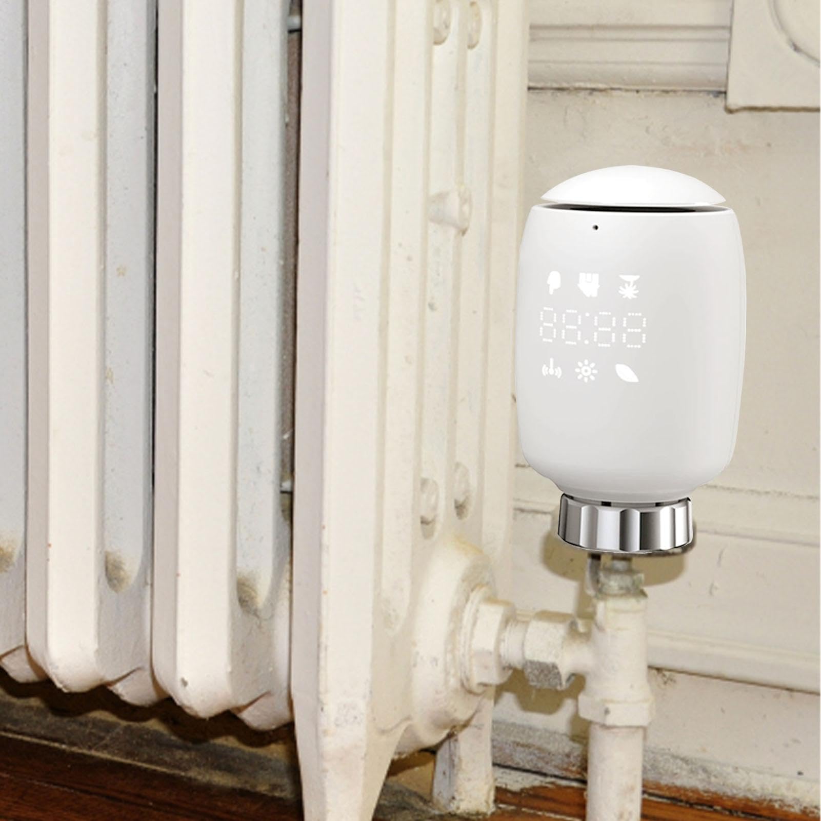Digitales Thermostat für zu Hause, intelligentes WLAN-Thermostat mit | Sprachsteuerung, programmierbares Thermostat-Heizkörperventil mit App-Steuerung, einfache Installation