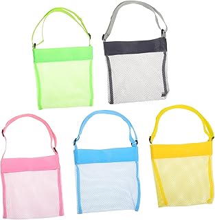 Cabilock 5pcs Mesh Beach Bag Beach Tote Bag Mesh Storage Bag Toy Storage Bag Large Beach Bags Toy Storage Mesh Bag Sand Toy Bag Beach Tote for Toys Mesh Tote Bag Beach Mesh Bag Shell