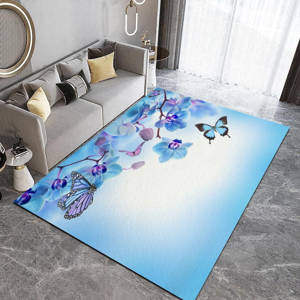 Tapis de salon 3D antidérapant et lavable qui ne peluche pas