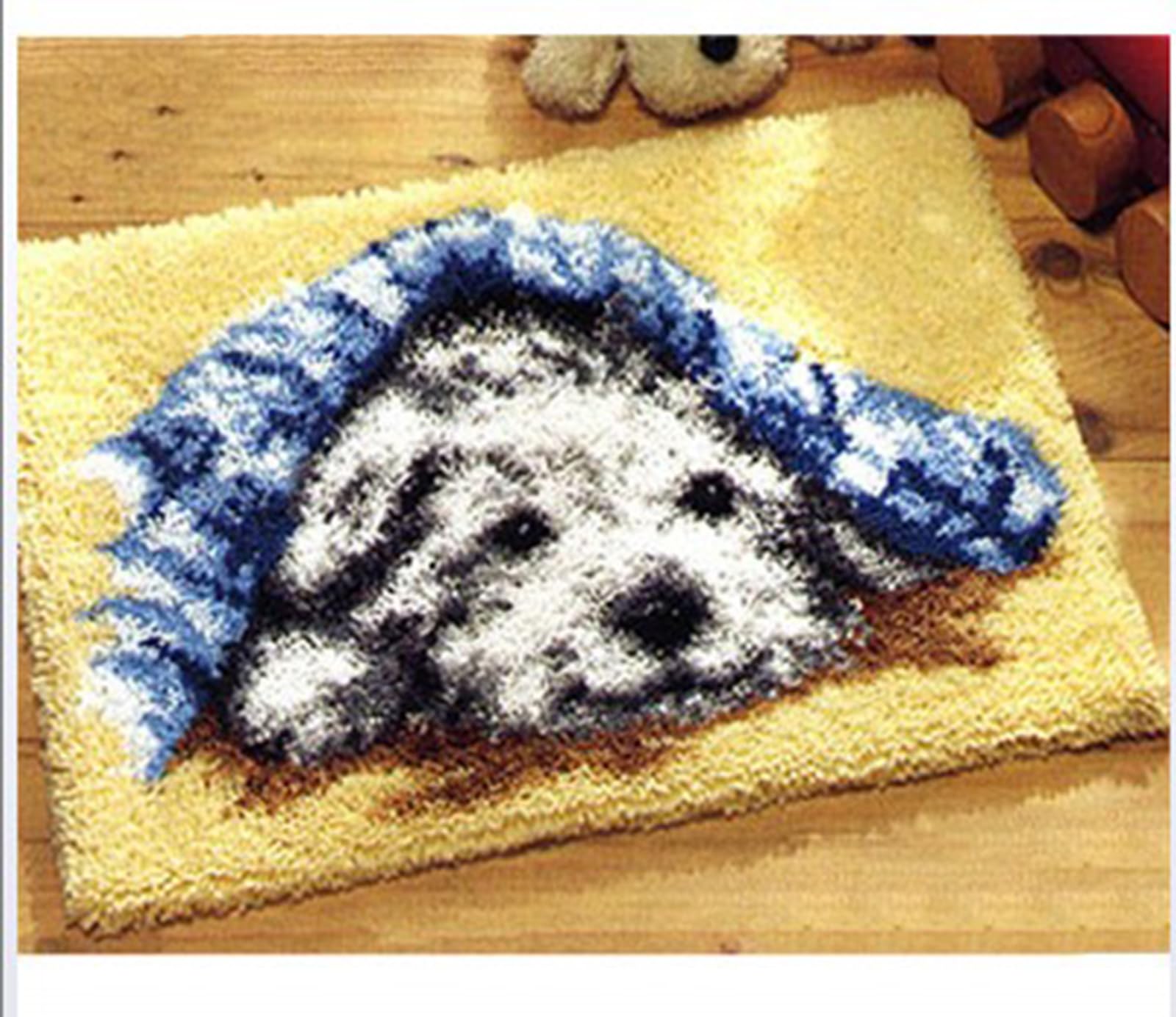UXIYI Latch Hook Kits for Adults,Pre-Printed Canvas DIY Rug Making Kit Crochet Yarn Kits for Beginners,Crafts Carpet for Home Decoration Festival Gift,Dog,20.5''x15''
