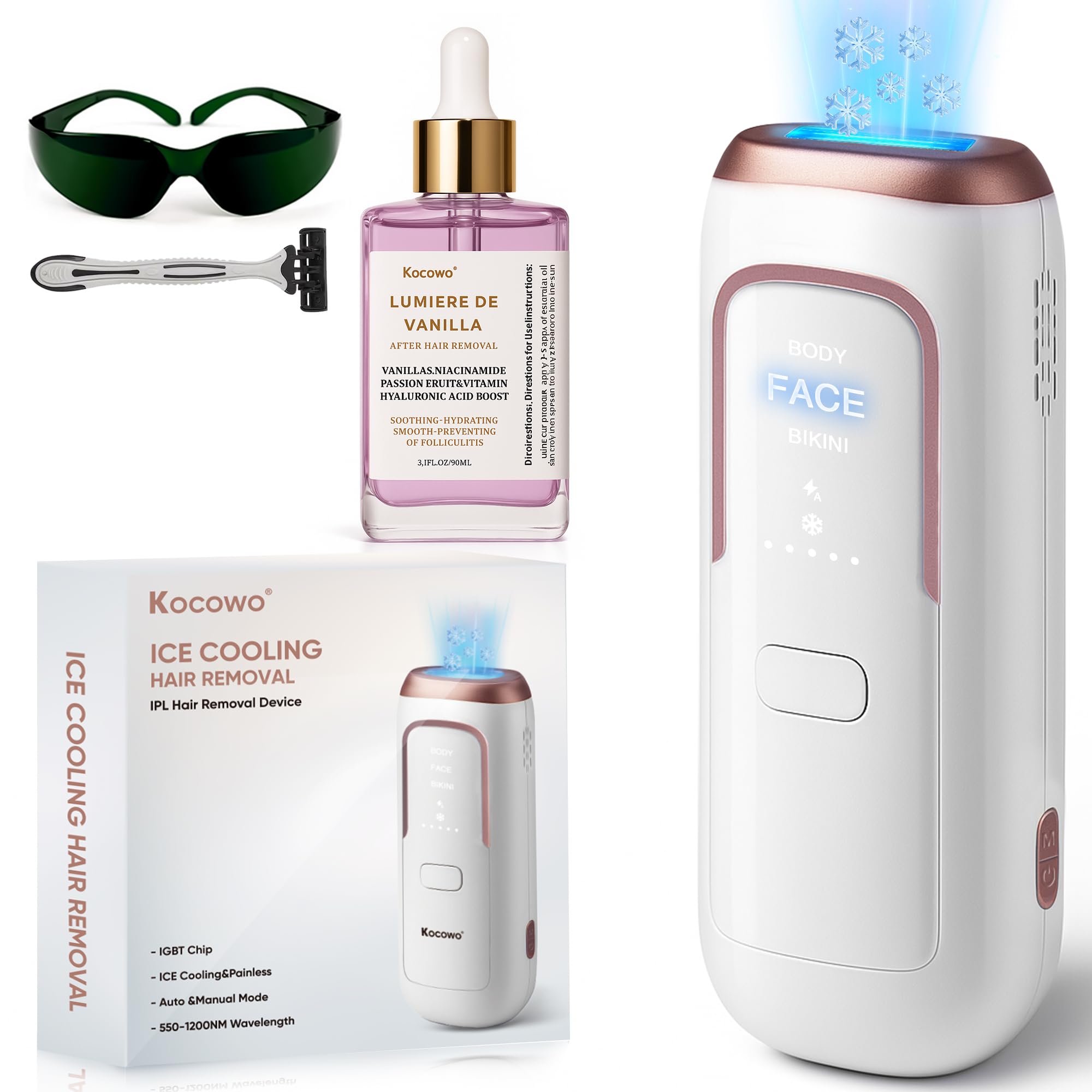 Laser Hair Removal for Women with 5 Ice Cooling Painless IPL Laser Hair Removal Device 3 Modes 5