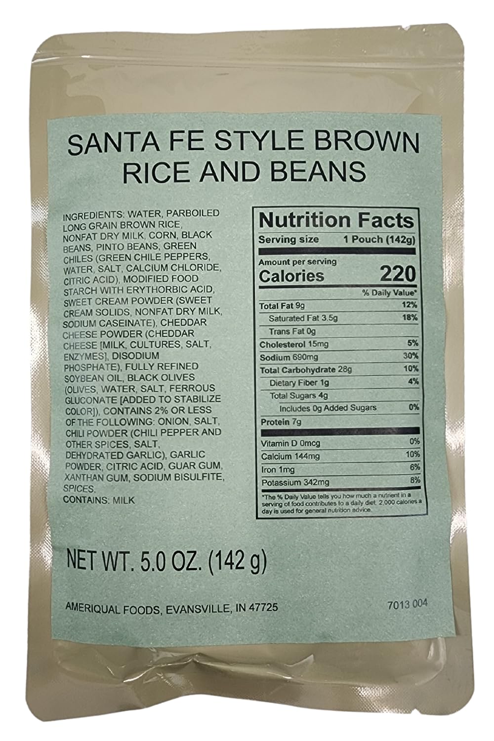 Military Outdoor Clothing MRE(Meal-Ready-to-Eat) Side: Santa Fe Rice and Beans (1 Pack)