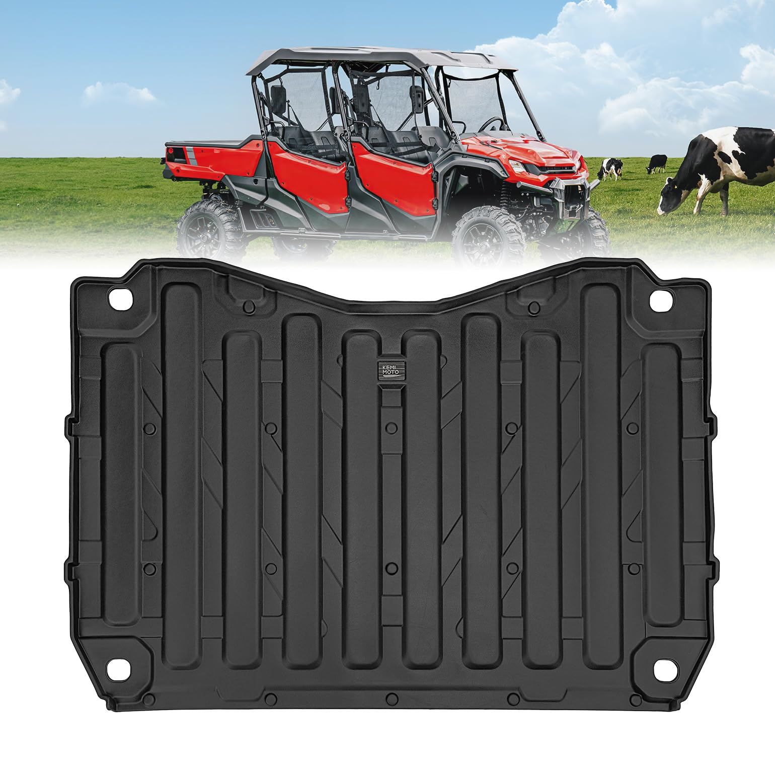 KEMIMOTOUTV Bed Mat Liner Compatible with Pioneer 1000 1000-6 2016-2023, TPE Rubber Rear Cargo Bed Mat with Non-Slip Texture Design, All-Weather Protection Precision Fit Accessories (NOT for 1000-5)
