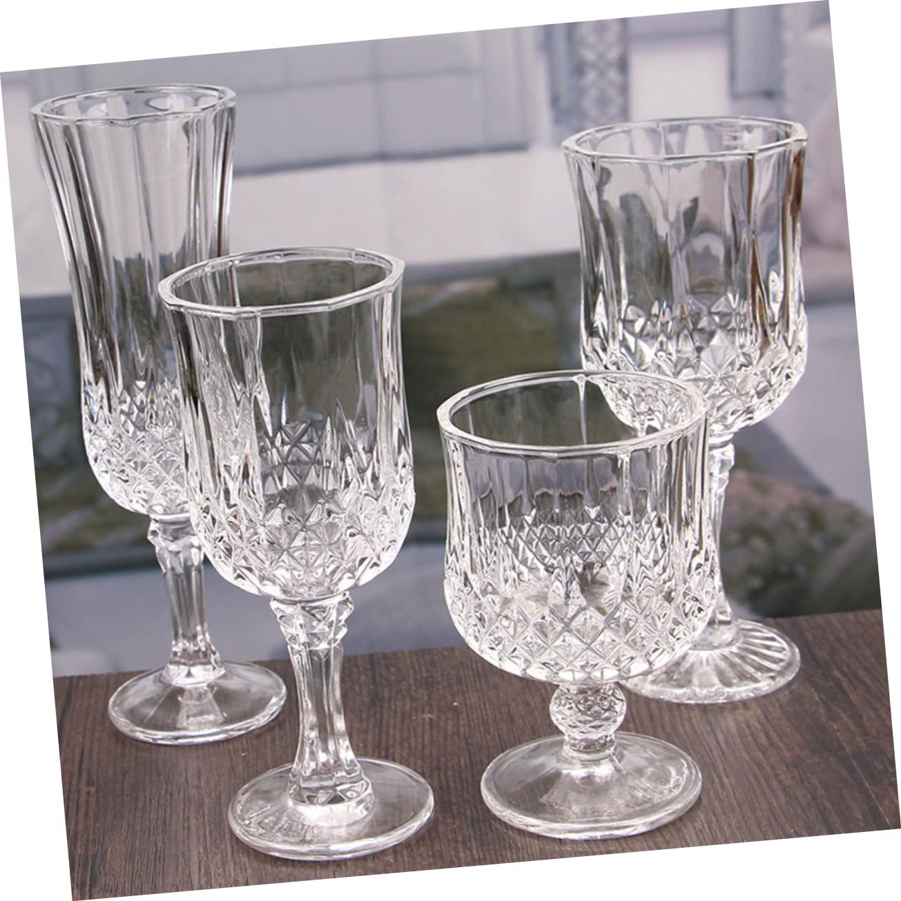 Diamant Weingläser 4 Stück aus Glas für Zuhause und Hotel