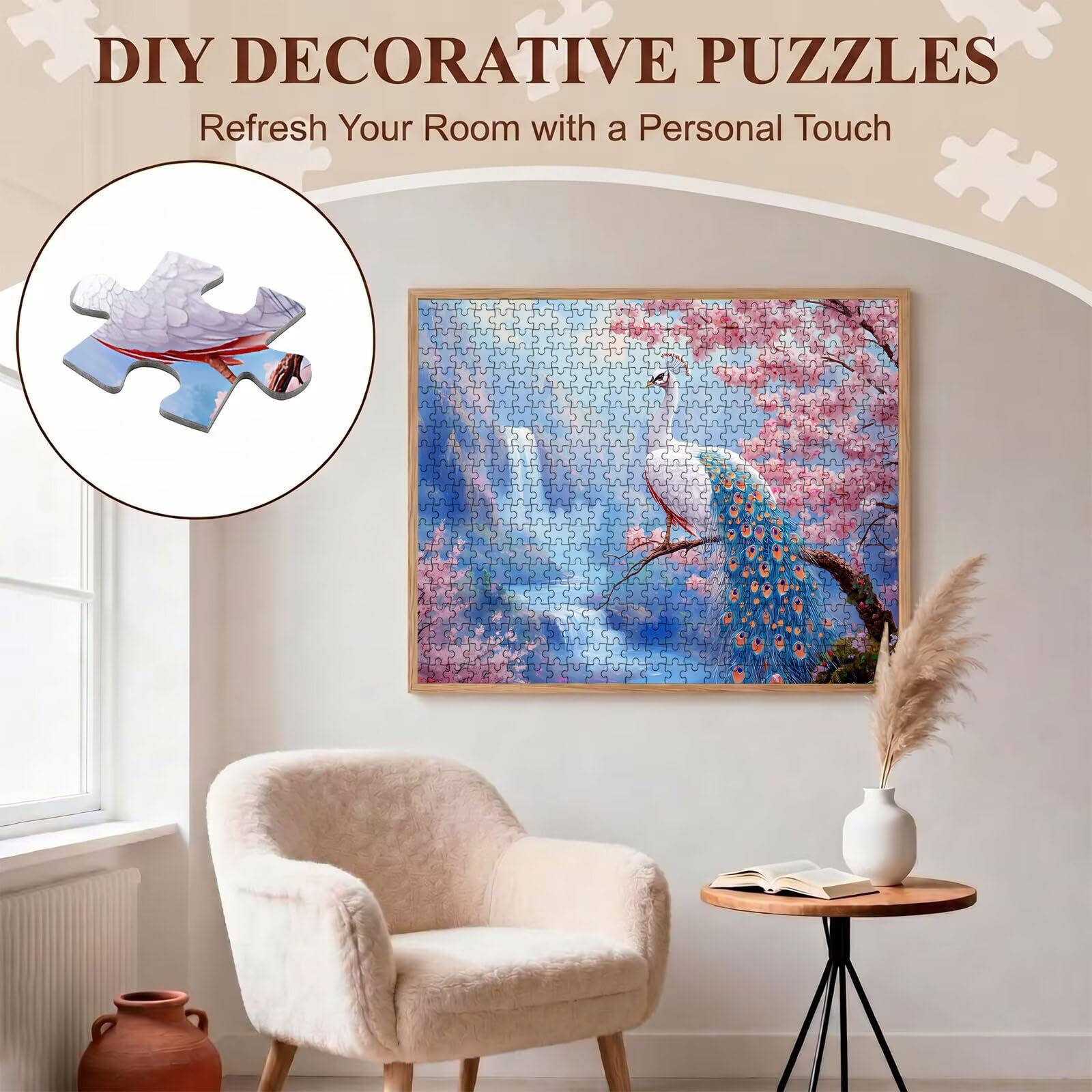 Pavone paesaggio Puzzle 1500 Pezzi per Adulti, Puzzle in Legno - Collezione Classica con Poster Incluso - Sfida di Concentrazione e Passatempo Antistress, Gioco per Famiglia, 87 x 57 cm f0-580
