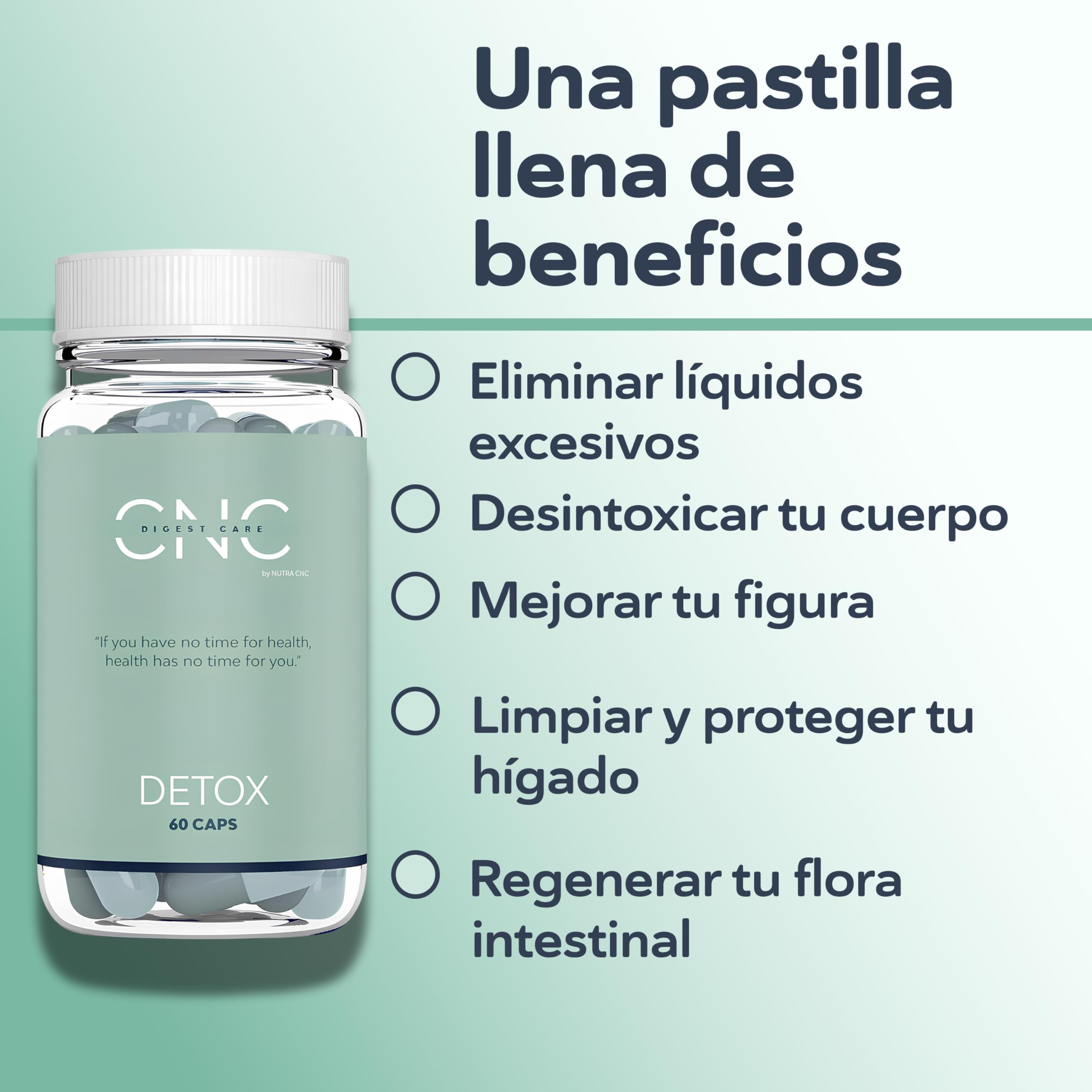 CNC DETOX adelgazante potente – Drenante, Diurético y Depurativo – Quemagrasas Potente Para Adelgazar– Probióticos 100B + Aloe Vera + Carbón Activo + Hinojo
