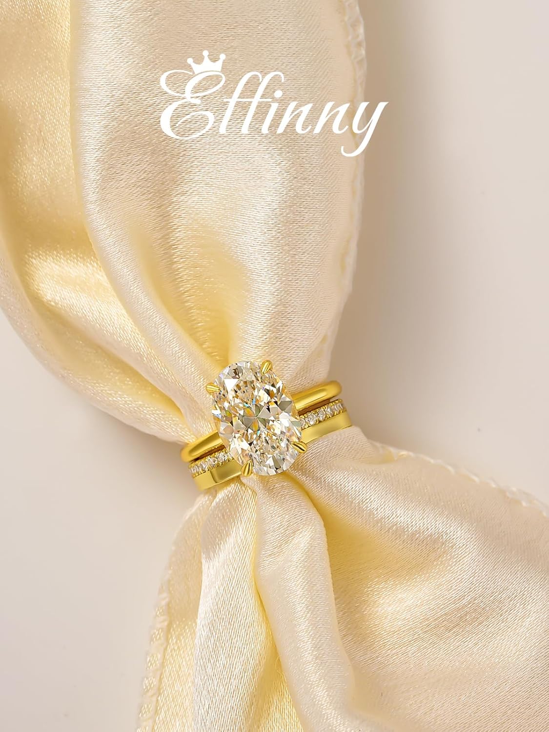 5.5ct 14K Golden Oval Wedding Ring Set for Women,2 Piece 925 Silver Matching Engagement Ring Set - Image 6