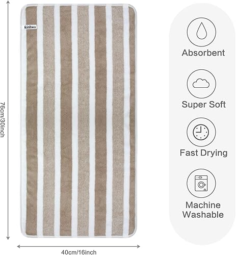 Miniatura 3 de KinHwa Toallas de mano de microfibra para baño, toallas faciales suaves y absorbentes, toallas de mano de baño marrones para spa y baño, 16 x 30