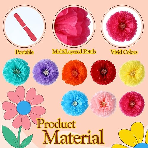 Miniatura 4 de Yunlly Juego de 72 flores de papel de seda mexicano grandes para decoración de pared, primavera, decoración de pared de boda (6 pulgadas, 8