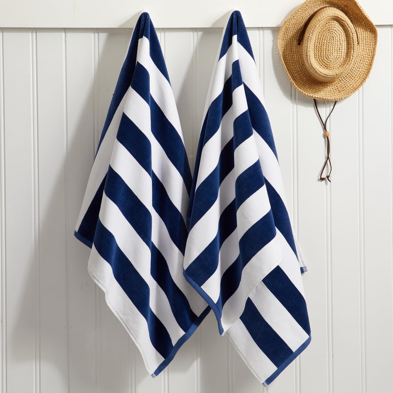 Loon & Lake Sand Resistant Beach Towels Set Of 2 - Waffle Weave & Plush Velour, 30"x60", 600 GSM Cotton