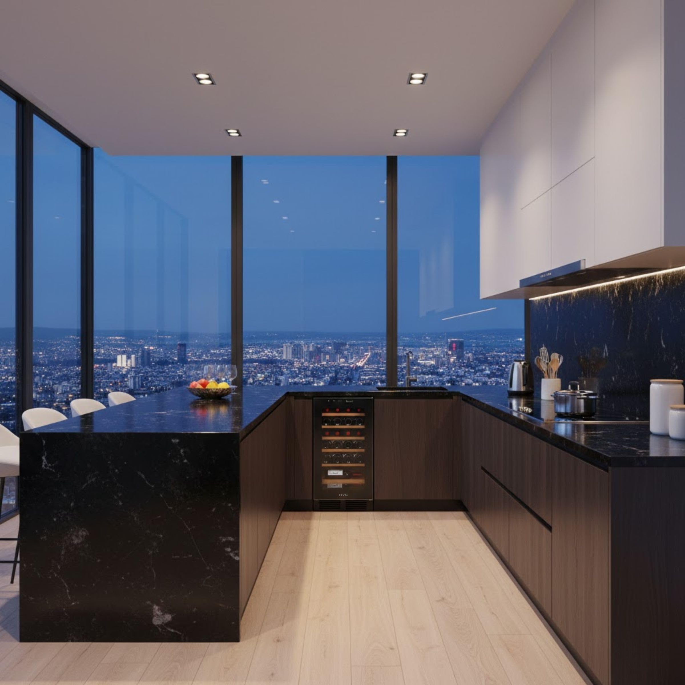 HYE Wine Cooler - Wine Fridge With 28 Bottle/88L Storage, 43CM Width, Wooden Shelves, LED Top Lighting, Temperature Range Adjustment, 40 dB Operation, Perfect For Collectors - RF01WC28B31 — view 7