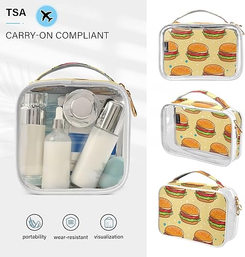 Miniatura 5 de Funny Hamburger Clear Toiletry Bag for Traveling,2 Pack Makeup Cosmetic Bag with Zipper,Travel Bag for Toiletries,Travel Essentials 21215140