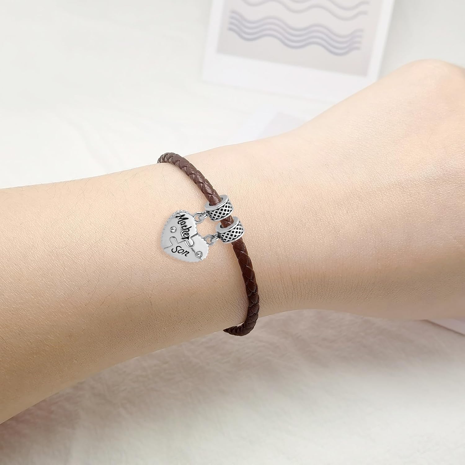 Mother Daughter Son Matching Heart Dangle Charm Compatible with Pandora Bracelet Women - Image 5