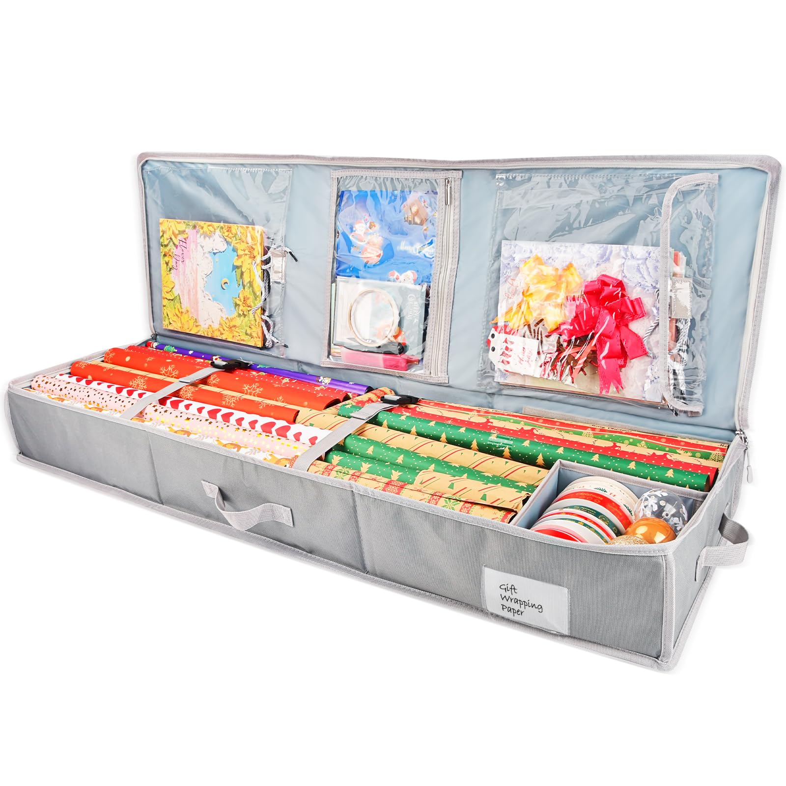 600D Oxford Christmas Tree Storage Bag With Wreath Pockets - Large