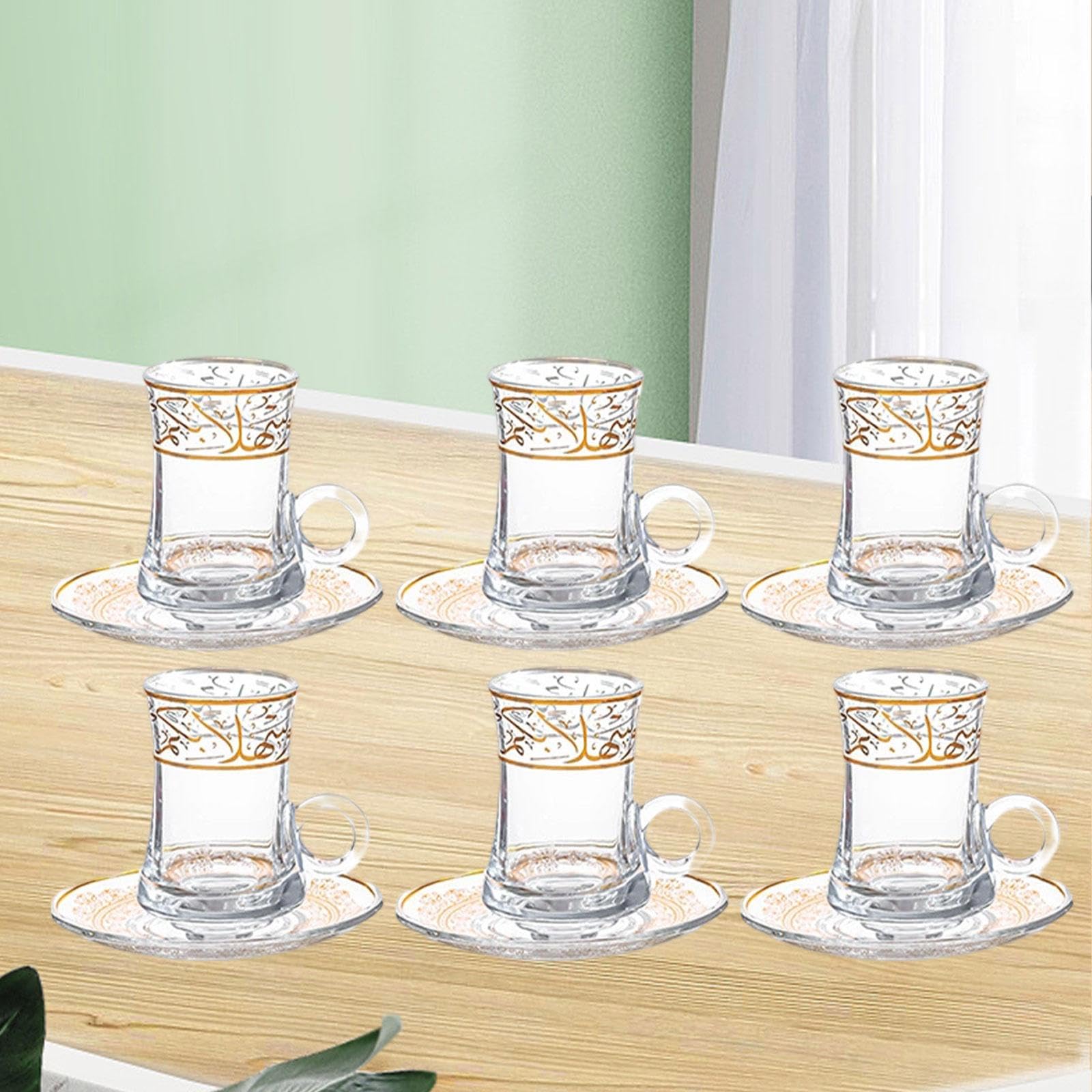 6pcs Tea Becher Kaffeetassen Milchsaft Tasse Hitzefeste Kaffeetasse mit Untertassen -Espresso -Tassen für Milchsaft