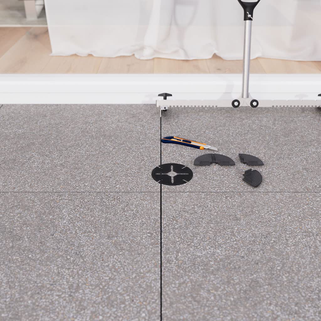 50x LANGFIT® Plattenlager - Flexibles Terrassenlager mit 3mm Fugenkreuz für Feinsteinzeug Terrassenplatten – 1cm Auflagenhöhe – Made in Germany – MS-PL3-10