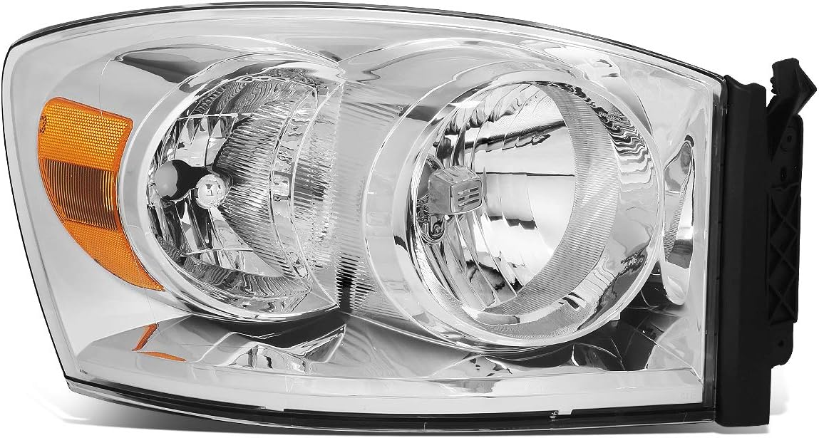 Auto Dynasty CH2503180 Factory Style Headlight Lamp Compatible with Dodge Ram 1500 2500 3500 4500 5500 2007-2010, Passenger Right Side, Chrome Housing Amber Corner
