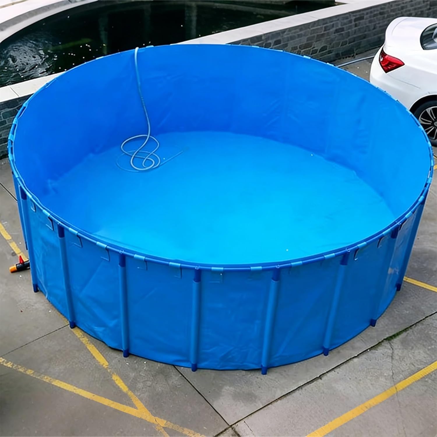 LZMZMQ Relax Family Pool with Drain Valve, Above Ground Paddling Pool for Fish Shrimp Duck Farming, PVC Canvas Cistern (Belt Frame)(8x1M/50000L/13208GAL)