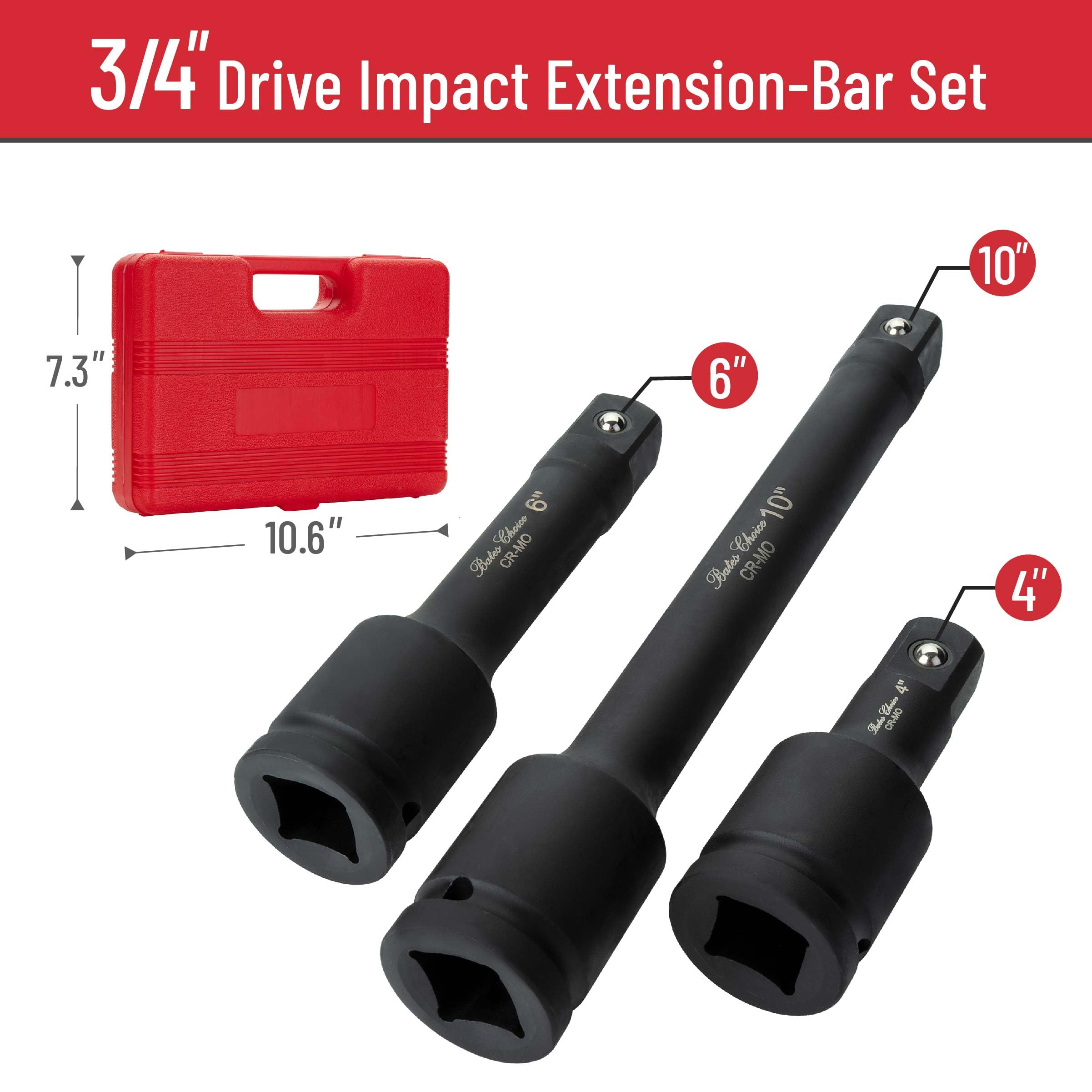 Bates- Juego de adaptadores de enchufe de impacto, 3 piezas, 1/10.2 cm, 3/20.3 cm y 1/5.1 cm, con soporte, juego de adaptadores de enchufe, adaptador de enchufe de impacto, juego de adaptadores de
