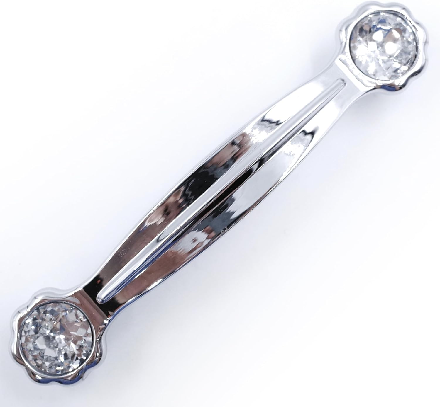JETLAND Cabinet Drawer Crystal Pulls, 4-Pack, Chrome with Clear Glass, 4" Hole Centers, Shining Daisy, Cabinet Handles for Dresser Nightstand Furniture, PW6738CR102