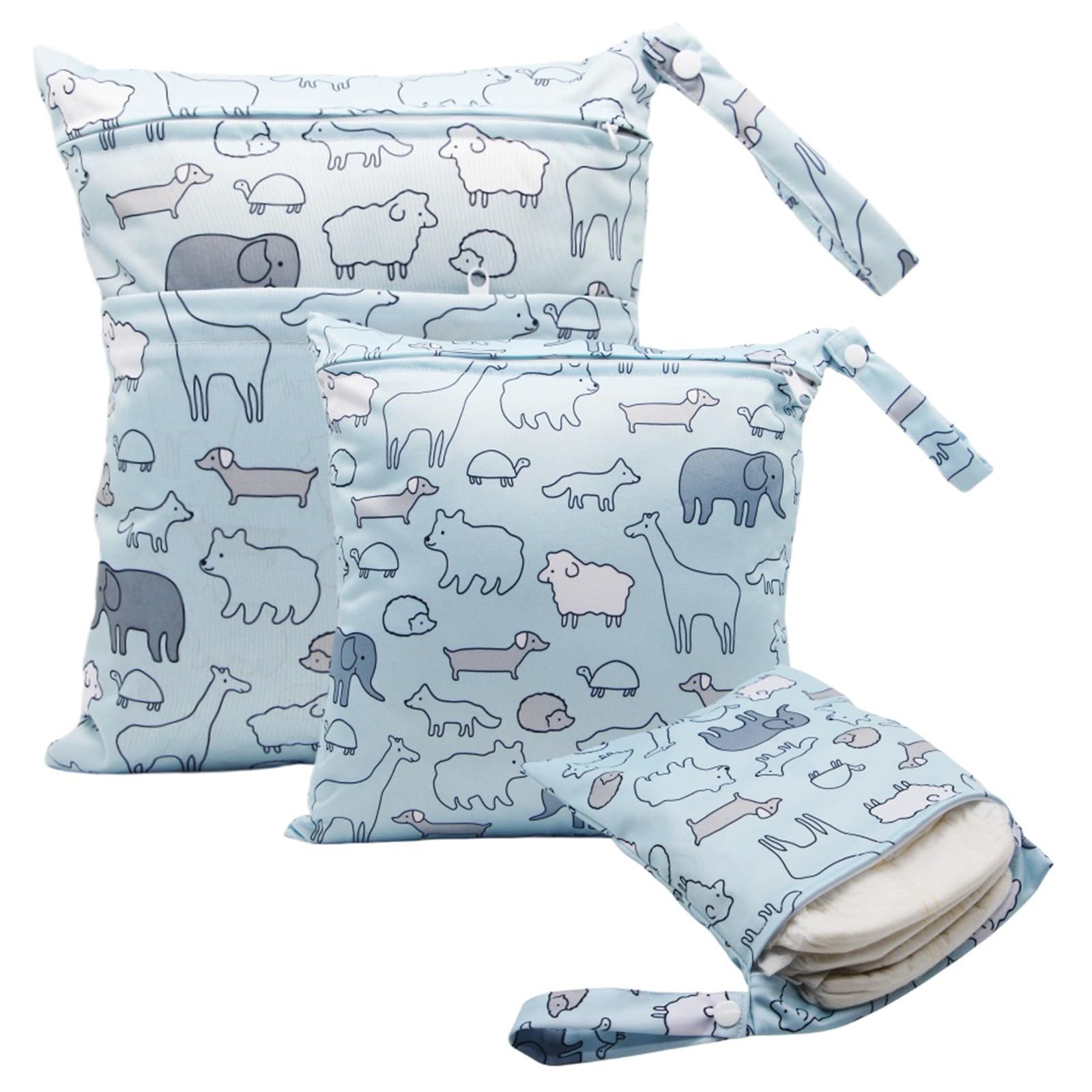 FYting 3 Stück Wetbag,Wetbag Kindergarten,Nasstasche,Windeltasche für Unterwegs,Wiederverwendbarer, Wasserdicht, mit Reißverschluss, zum Schwimmen, Camping, Reisen, Fitness, Strand (Schaf)