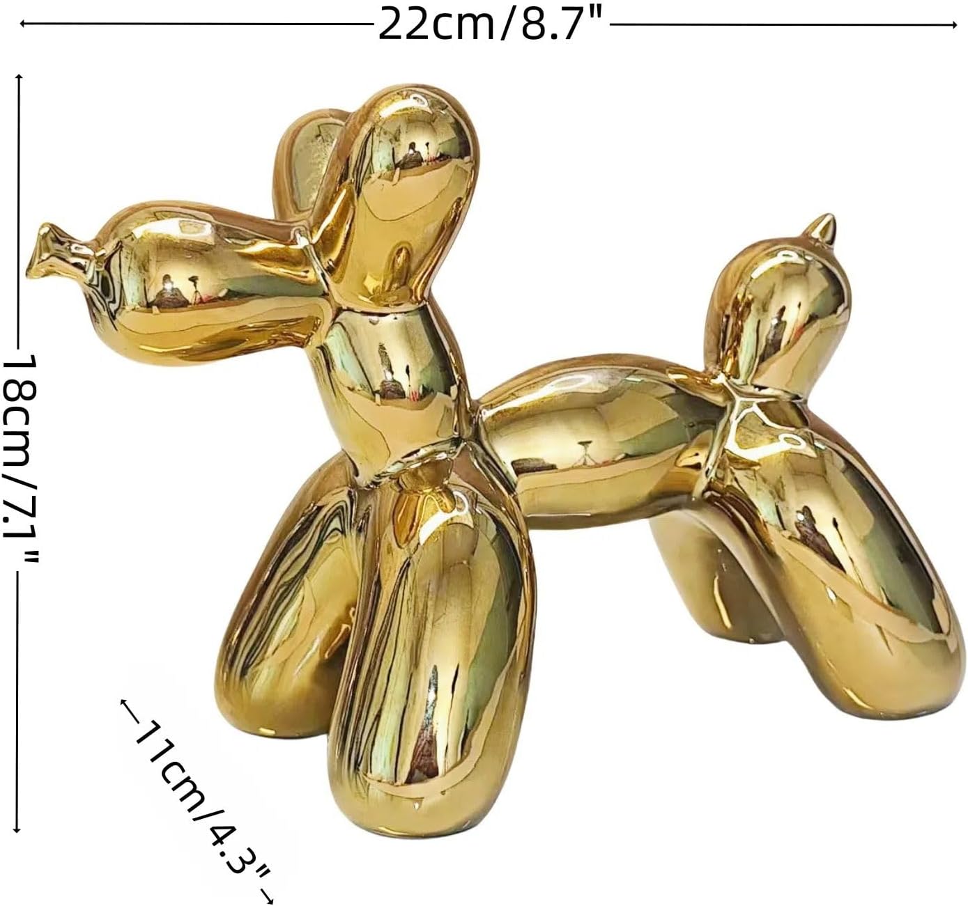 Creative Balloon Dog Wine Bottle Holder Doubles as Standalone Statue Decor and Bookend for Dog Lovers,Modern Decoration for Kitchen,Living Room,and Bar,Ceramic,Metallic Chrome Gold