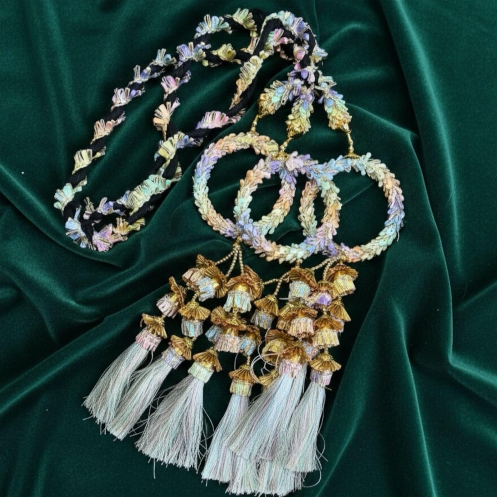 Punjabi Bridal Paranda Braided Hair Extension with Heavy Latkan Tassels, Traditional Ethnic Hair Accessory for Wedding, Haldi, Mehendi, Jaggo, Festive Occasions (One Piece) (PASTEL THREAD)