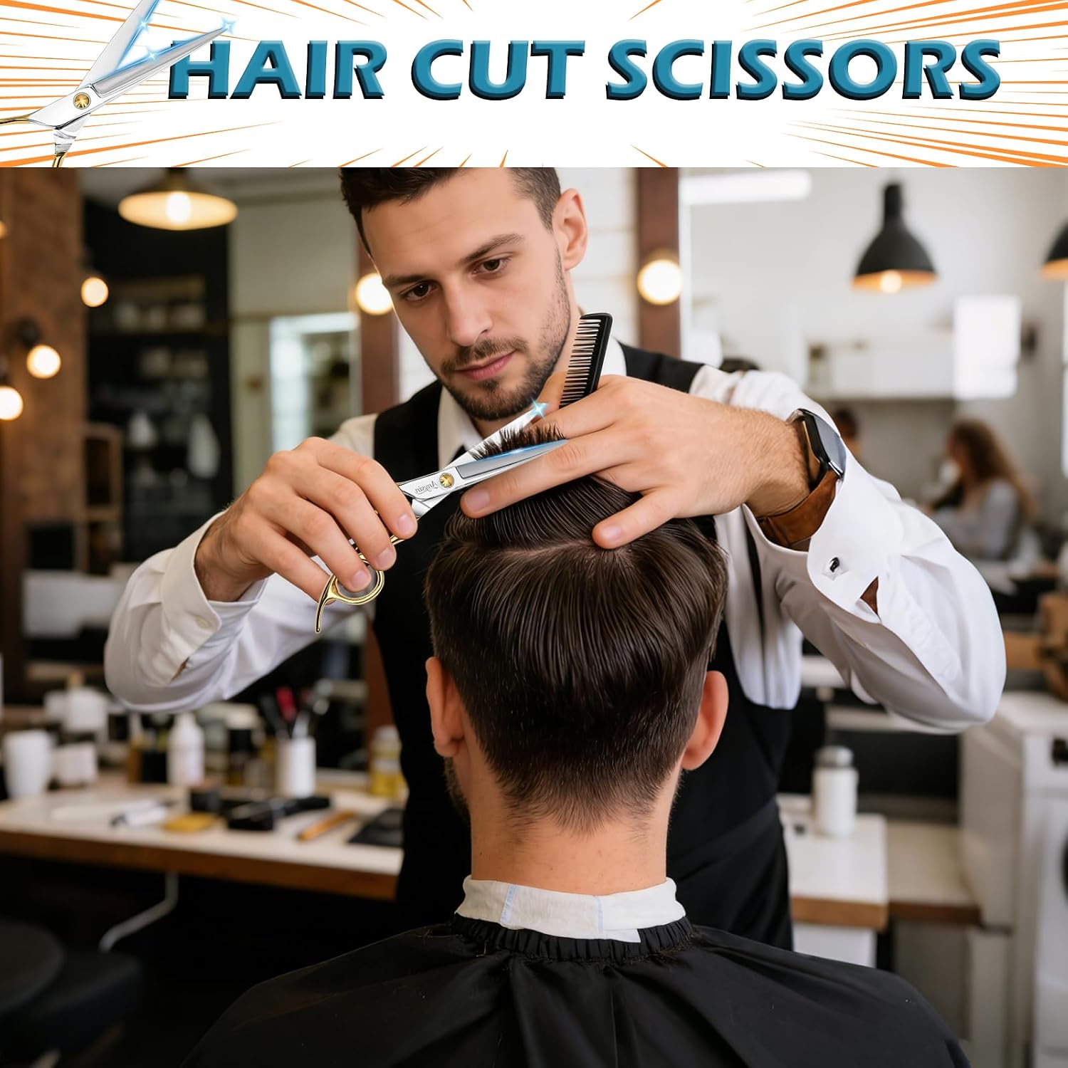 Professional Hair Cutting Scissors, Barber Shears with Razor Sharp Handcrafted Blades, Premium Stainless Steel for Salon Quality Home Use & Gift Box